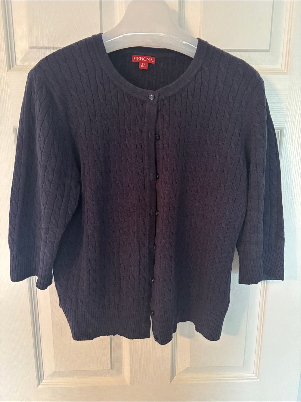 Merona Navy Cable Knit Button-Front Cardigan